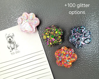 Glitter Paw Print Magnets | Resin Pet Lover Gift | Set of 4