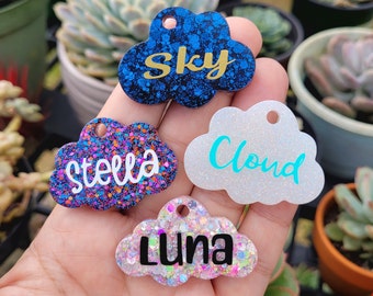 Cloud Pet Tag,Glitter Pet Tag,Resin Tag,Dog Tag,Personalized