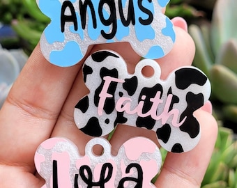 Cow Print Pet Tag,Resin Pet Tag,DogTag,Personalized