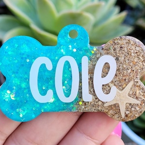 Beach Pet Tag,Resin Pet Tag,DogTag,Personalized