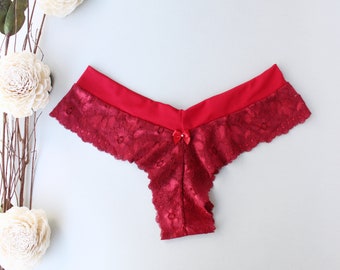 Brazilian panty, soft lace panty, red panty, sexy Brazilian panty, sexy woman panty, lace thong