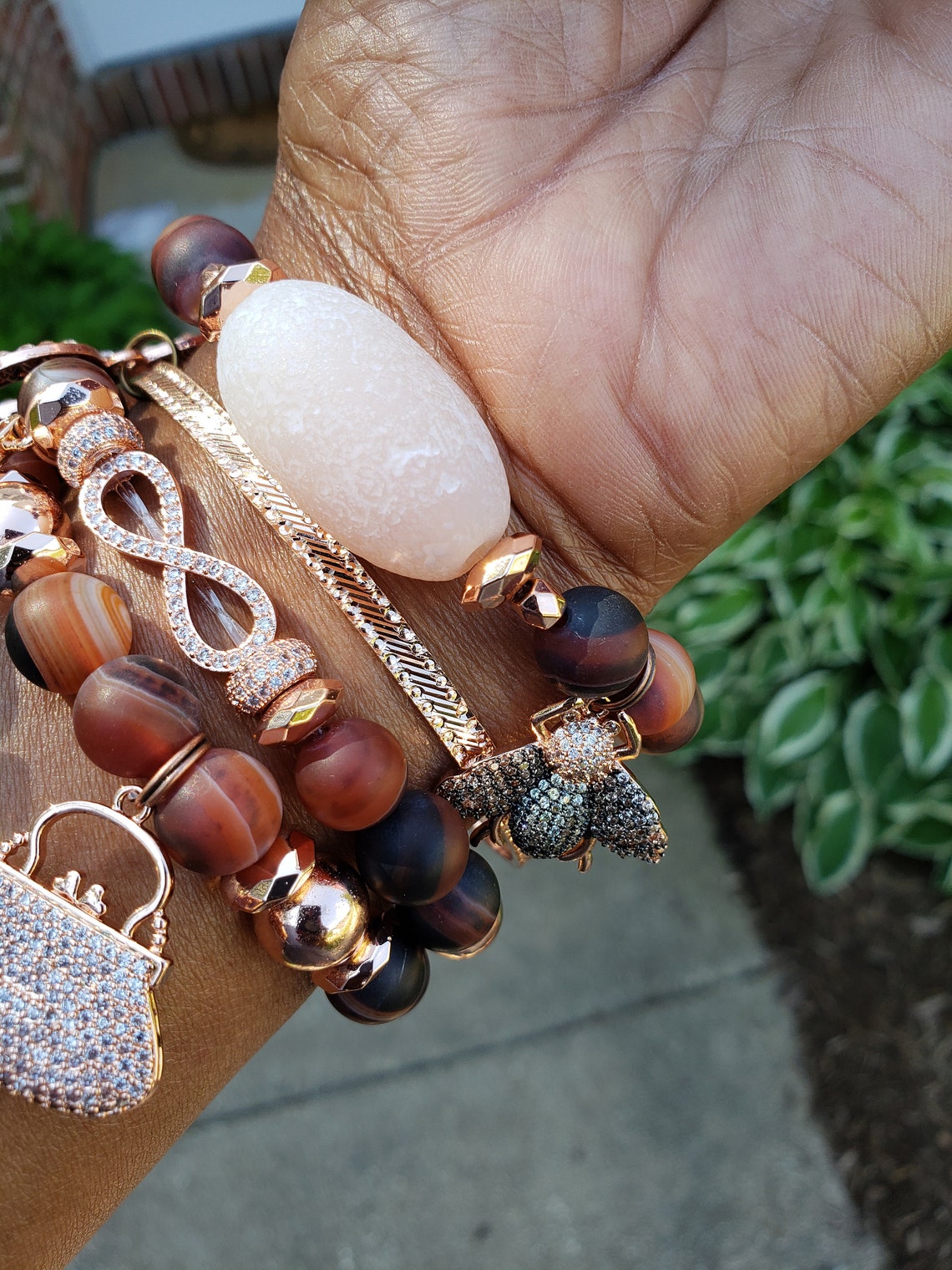 Beaded charm bracelet Etsy