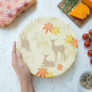 Beeswax Food wraps with Maple leaves Japanese pattern