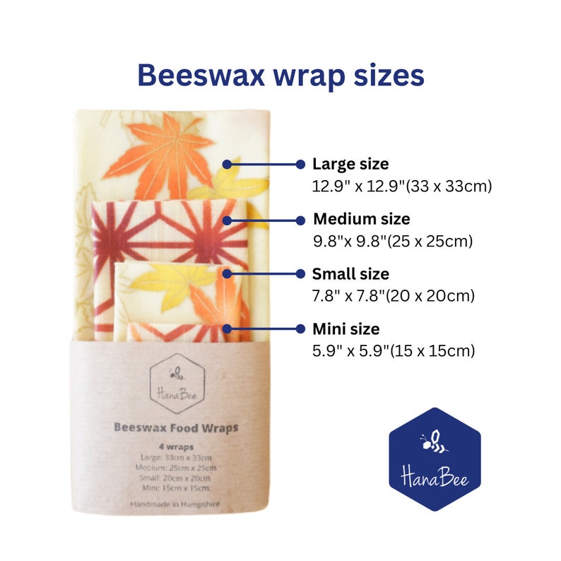 HanaBee beeswax wraps size