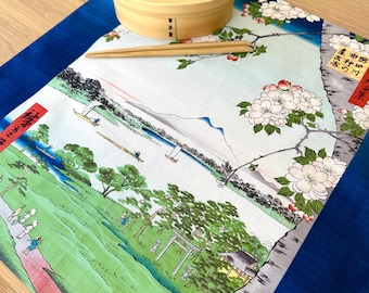 Furoshiki Cloth | Hiroshige Suijin Grove & Massaki | 50×50cm Japanese Fabric Art Gift Wrap