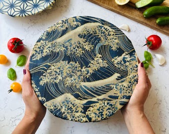 Set of 4 Beeswax Wraps | Wave Gold Design | Reusable Food Wraps Handmade in UK Gift