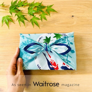 Eco Friendly Reusable Gift Wrap | Japanese Furoshiki Cloth | Green Koi Pattern | Fabric Gift Wrap | Zero Waste Cotton Wrap