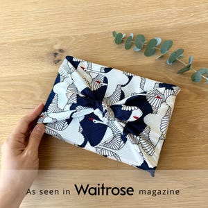 50×50cm Navy Crane Furoshiki | Japanese Wrapping Cloth | Fabric Art Gift | HanaBee