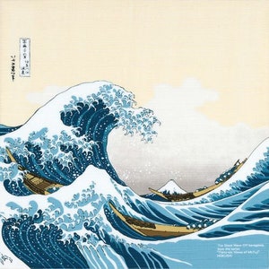 50 x 50cm, The Great Wave Furoshiki, Hokusai, Mt Fuji, Furoshiki Cloth, Gift Wrapping, Japanese Gifts, Fabric Art, Japan gift, HanaBee