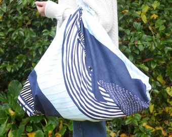 Large Furoshiki Whale, Furoshiki Bag, Eco-friendly Gifts, Unique Gifts, Reusable Gift Wrapping, Japanese Gift, 104 x 104 cm, HanaBee