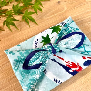 50 x 50cm, Green Koi fish Furoshiki, Furoshiki Cloth, Gift Wrapping, Japanese Gifts, Cloth wrapping, Fabric Art, HanaBee