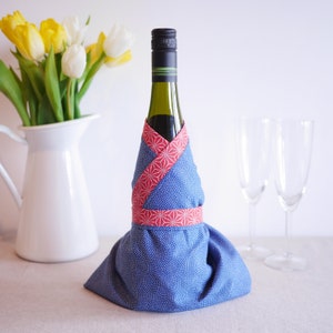 Furoshiki, Japanese Wrapping Cloth, Furoshiki Gift Wrap, Navy and red reversible, 48cm x 48cm