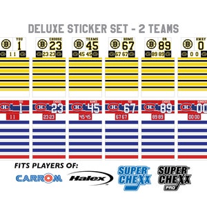 Carrom Halex or Super Chexx Table Hockey Custom Deluxe Sticker Set for 12 players - 2 teams