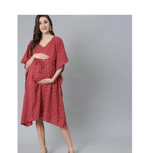 Maternity/Feeding Kaftan Dress Kurti Bandhani Print, Nursing Dress, Feeding Dress, Pregnancy Dress, Feeding Gown, Ethnic Feeding Dress