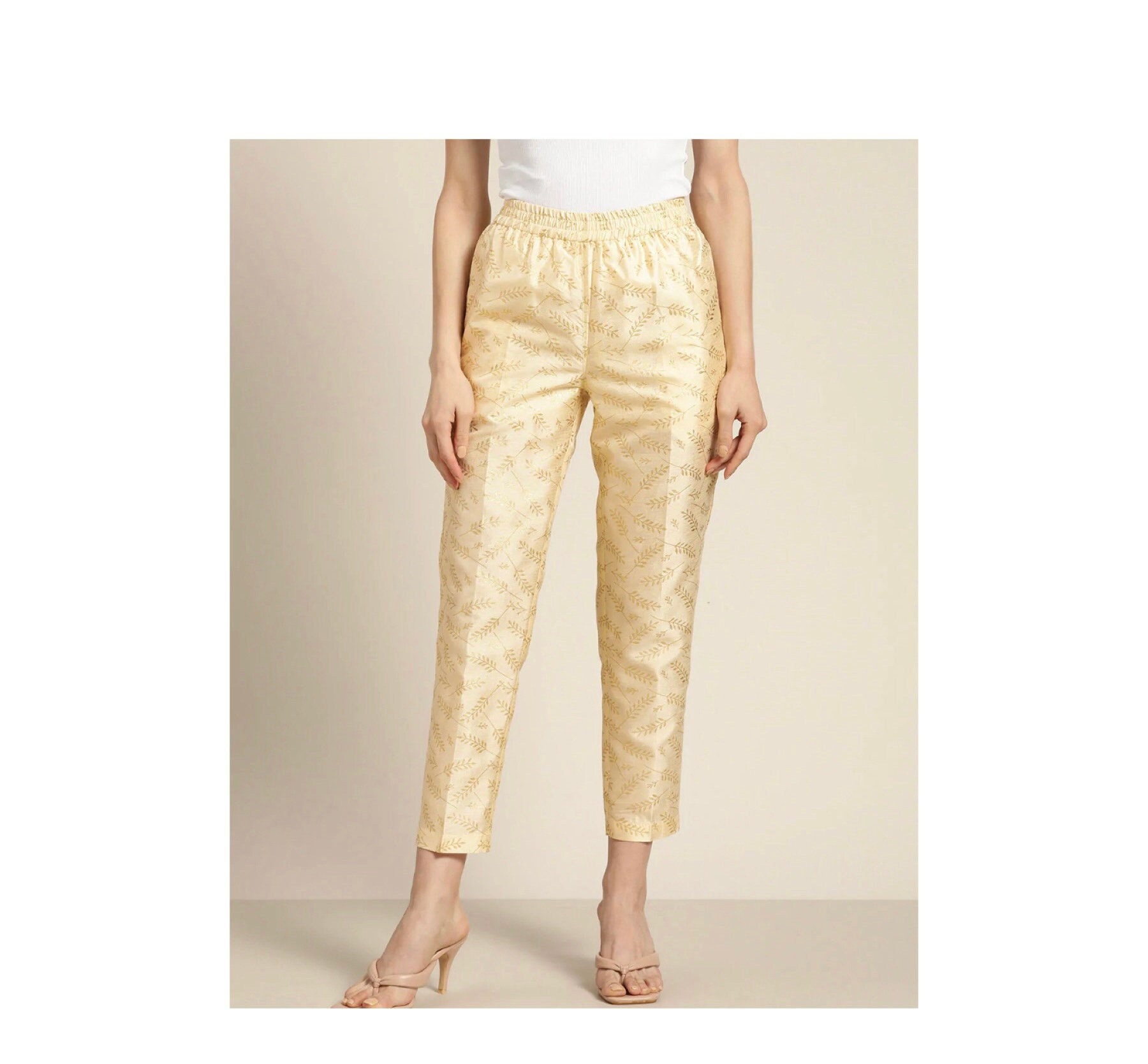 Neeti collection Womens Regular Fit Plain Golden Cotton Silk Pants