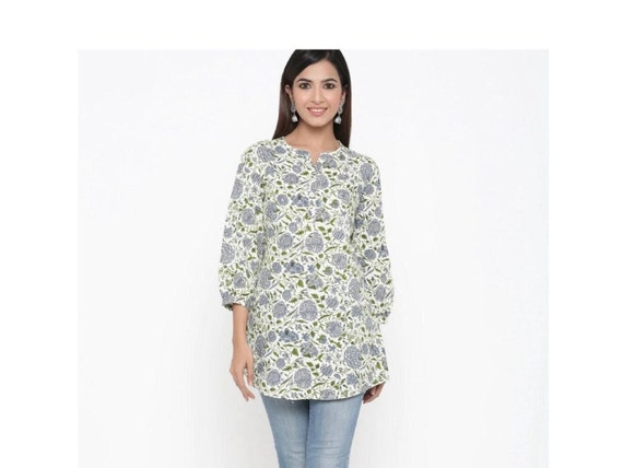 Purple Floral Summer Kurti – Indo-Western Tunic