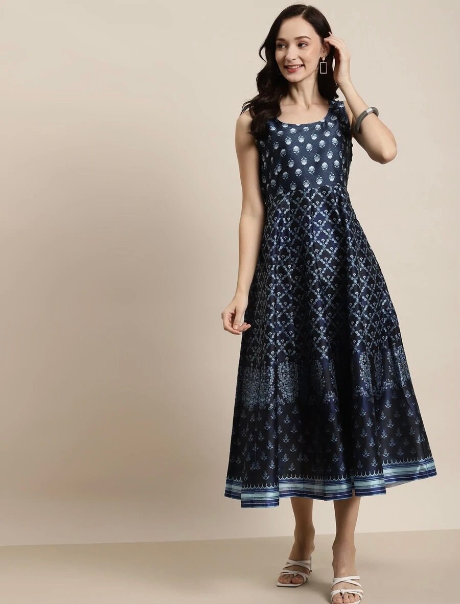 Women Flared Kurta Kurti Long Anarkali Gown Partywear Dress Bollywood Style  Gown | eBay