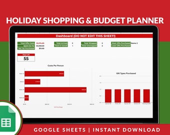 Holiday Gift Shopping List Budget and Planner made with Google Sheets | Use this Christmas Planner to Manage Your Christmas List!
