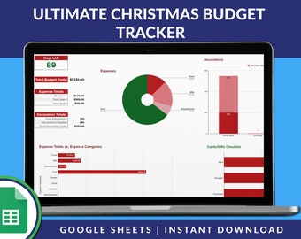 Ultimate Christmas Budget Planner | Google Sheets | Holiday Budget Planner | Holiday Shopping List | Personal Budget