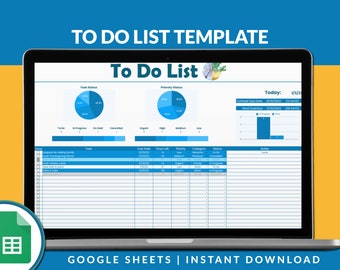 To Do List Google Sheets Checklist Template for Tracking Tasks by Due Date, Priority, Category, Status and Weekly Planner