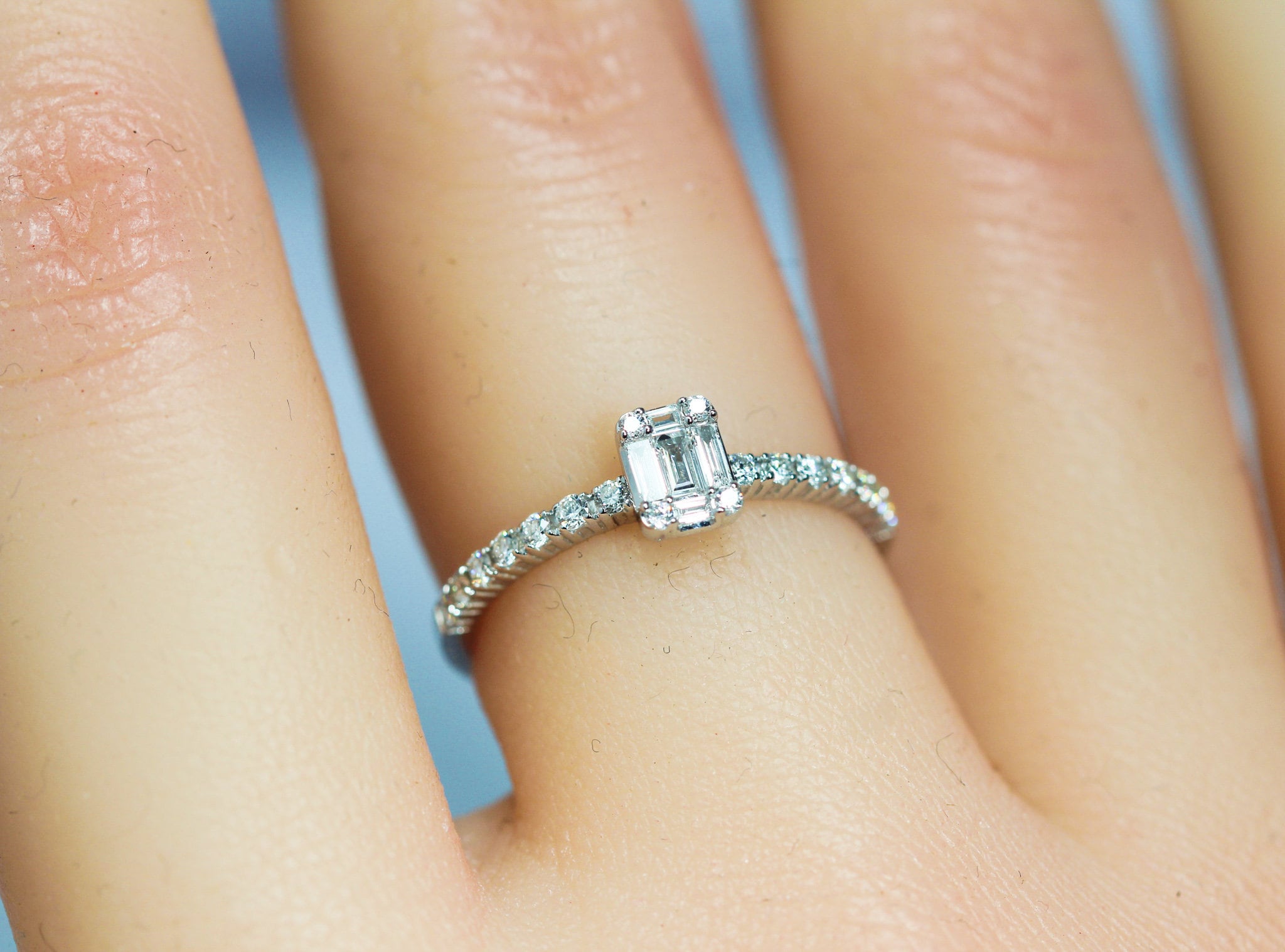 Rectangular Diamond engagement ring/Invisible Setting Diamond Etsy