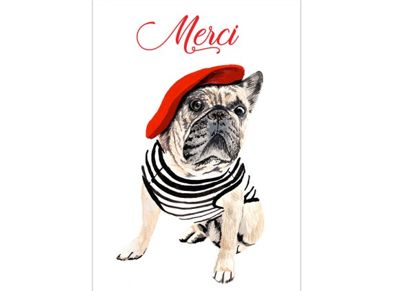 Carte De Noël Avec Bouledogue Français, Carte De Vœux Drôle De Chien