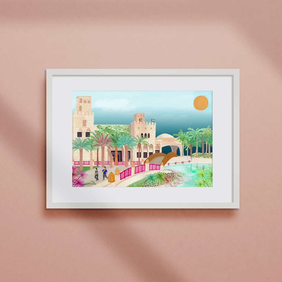 Travel Prints// Gifts for All, Dubai Art Print, Dubai Skyline, Summer Prints, Boho Art Prints