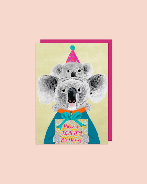 Happy birthday card// Handmade cards, Koala art, Cute card, Animal cards, Made with love, Koala print card, Card for all, Birthday card