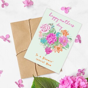 Blumenherz Muttertagskarte, Blumenstrauß karte für Mama, Mama Blumenherz Karte, Bunte Blumenkarte für Mama