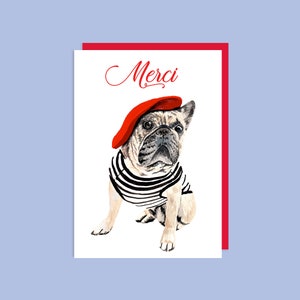 Hunde Dankeskarte/ Französische Bulldogge Karte, Grußkarte für Hundeliebhaber, Hundeliebhaber Karte, Dankeskarte