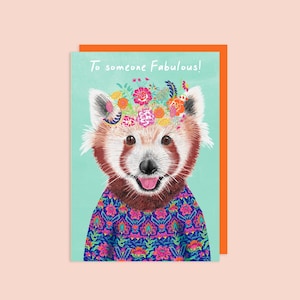 Iemand fantastische kaart//kaart voor elke gelegenheid, brutale kaart, rode panda wenskaart, om maar te zeggen kaart.