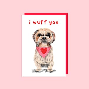 Tarjeta de perro para el día de San Valentín// Tarjeta del perro, Tarjeta de aniversario del perro, Tarjeta de papá del perro, Tarjeta de mascotas