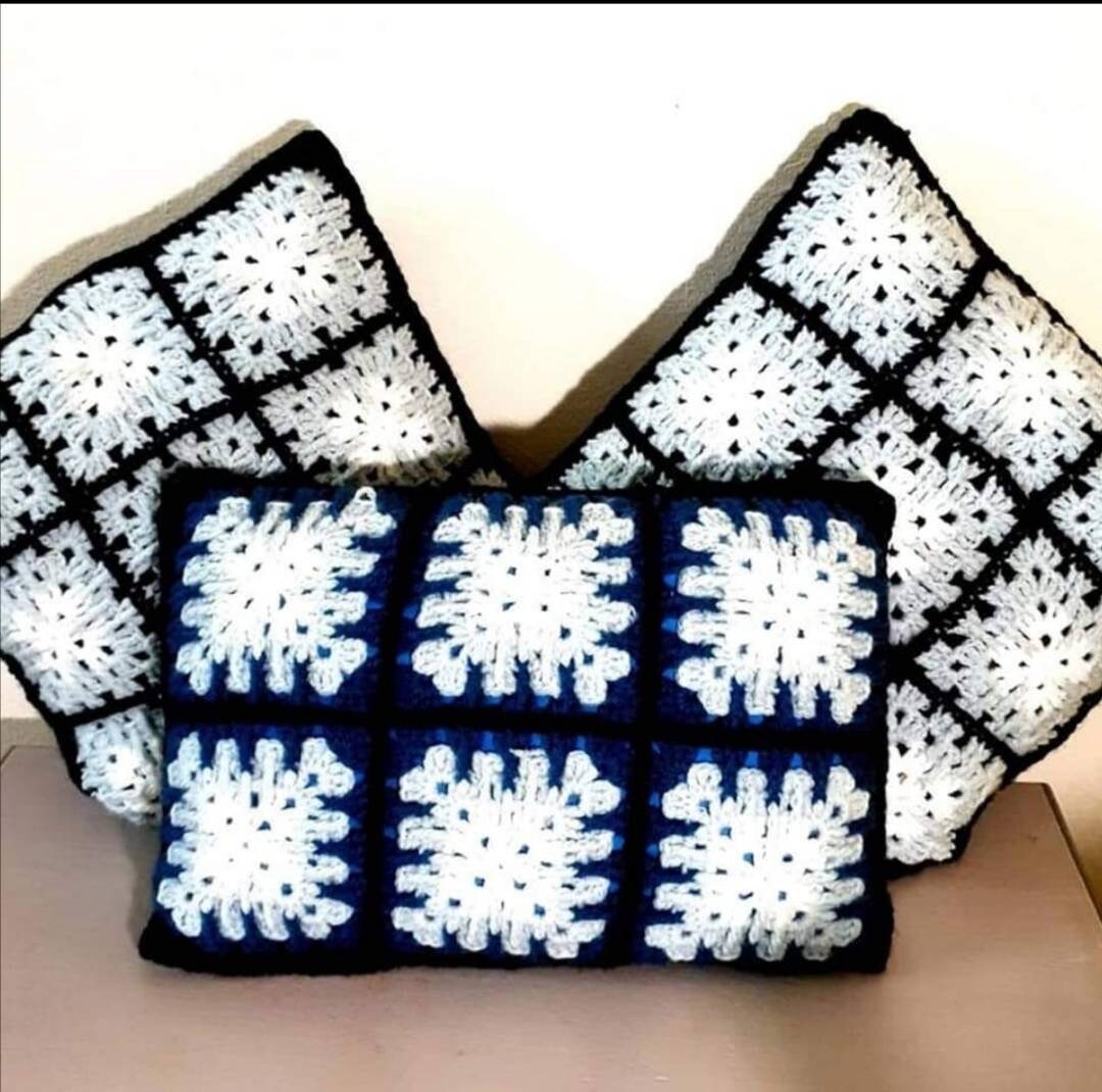 Coussin Crochet Fait Main, Coussin Laine, Decorative