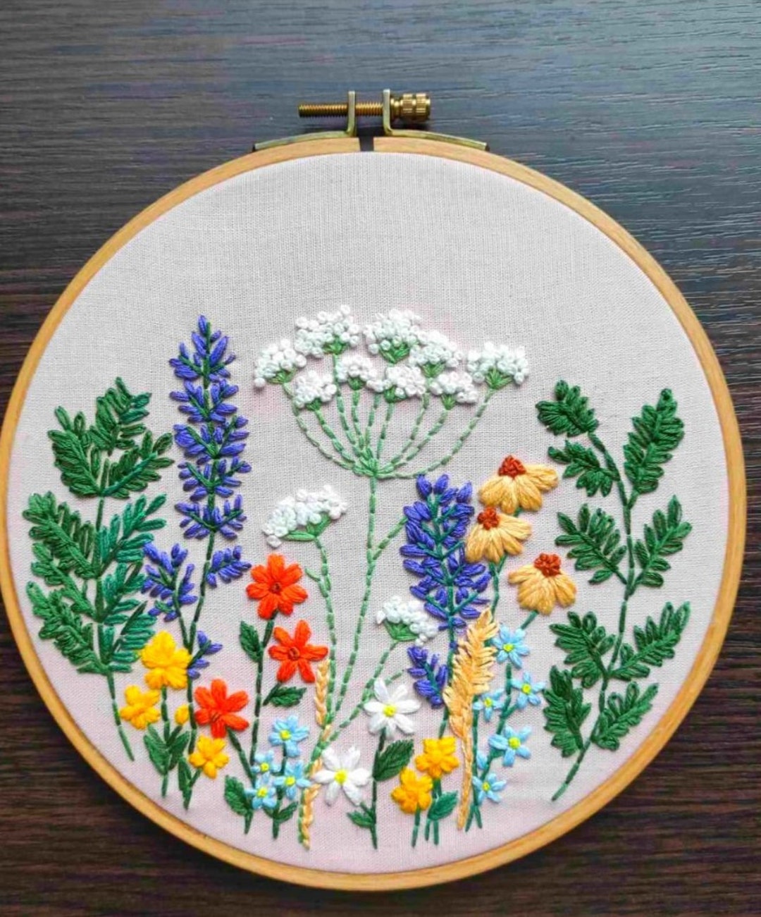 Meadow Flowers Embroidery Pattern, Herb Flower Embroidery, Hand Floral Embroidery Pattern PDF