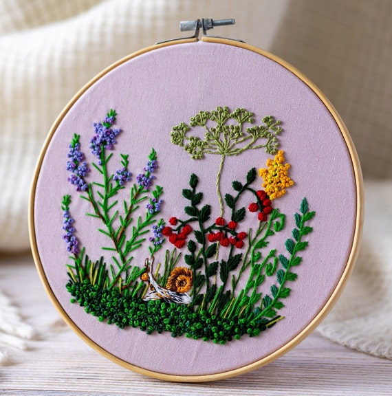 Flower Garden Embroidery Design Floral Garden Embroidery Pattern
