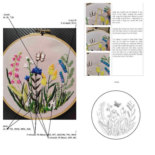 Hand Embroidery Pattern, Meadow Flowers Designs, Daisy