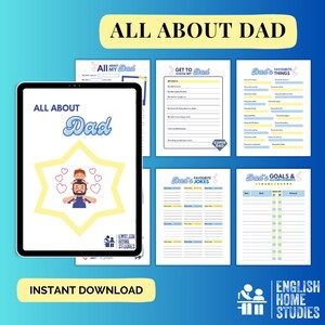 Livro para impressão "Tudo sobre o pai" - Presente de Dia dos Pais para crianças / Lembrança DIY para o Dia dos Pais / Questionário para pais / Download instantâneo