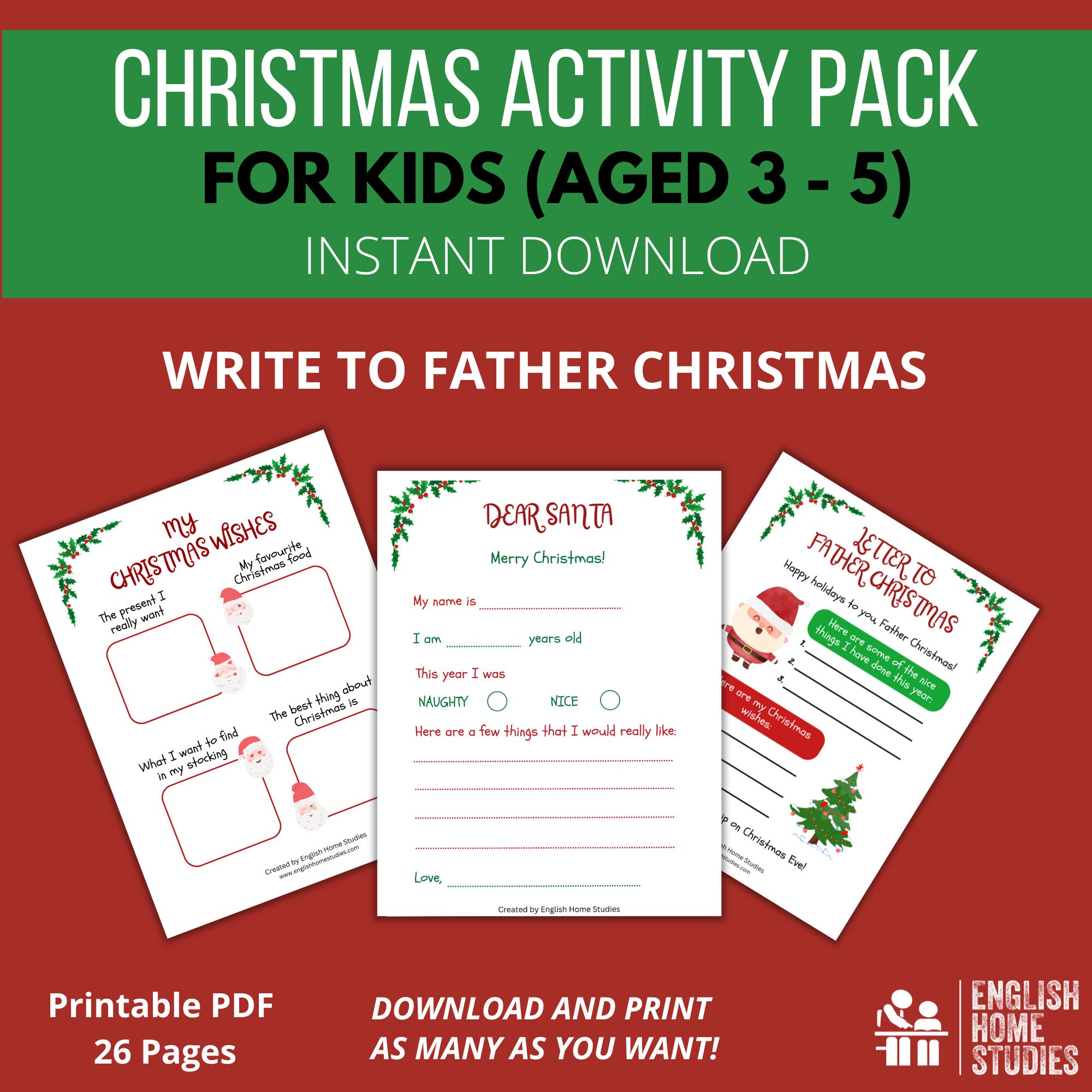 Printable Christmas Activities for Kids 3 5 Years Colouring, Mazes, Pre ...