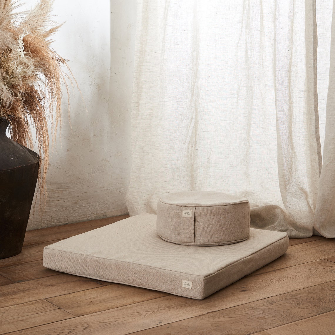 Mindful Rituals Set Large Square Round Meditation Cushions Etsy