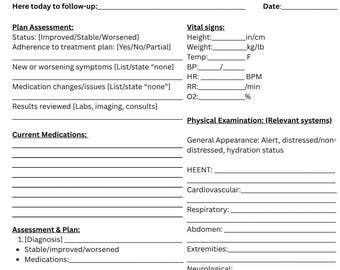 Follow-Up Visit Note Template for Nurse Practitioners | SOAP Note | NP Template | Primary Care Charting