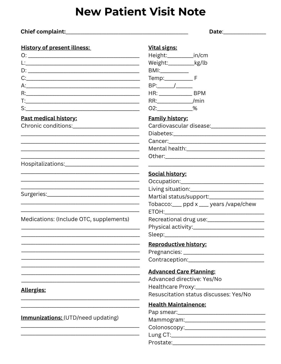 Office Visit Note Example New Patient Visit Note Template for Nurse Practitioners | SOAP Note ...