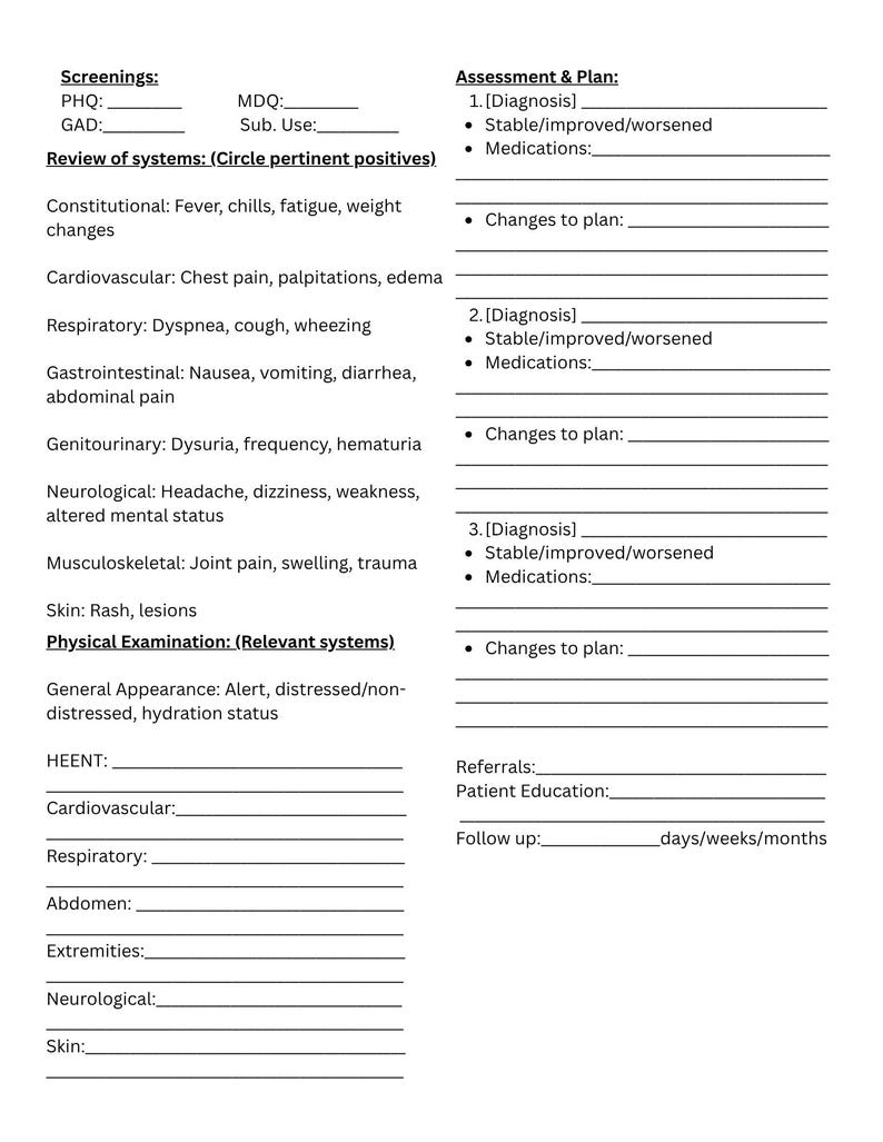 New Patient Visit Note Template for Nurse Practitioners | SOAP Note ...