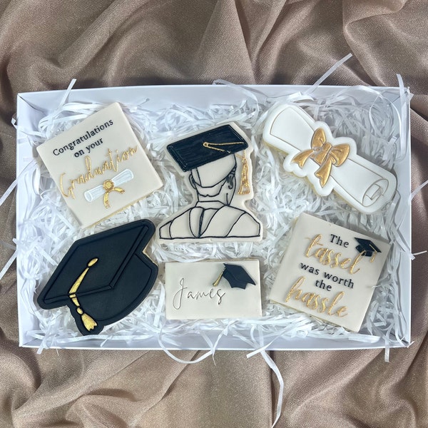 Personalised Graduation/Well done/ Grad Male / Man  Biscuit Treat Box