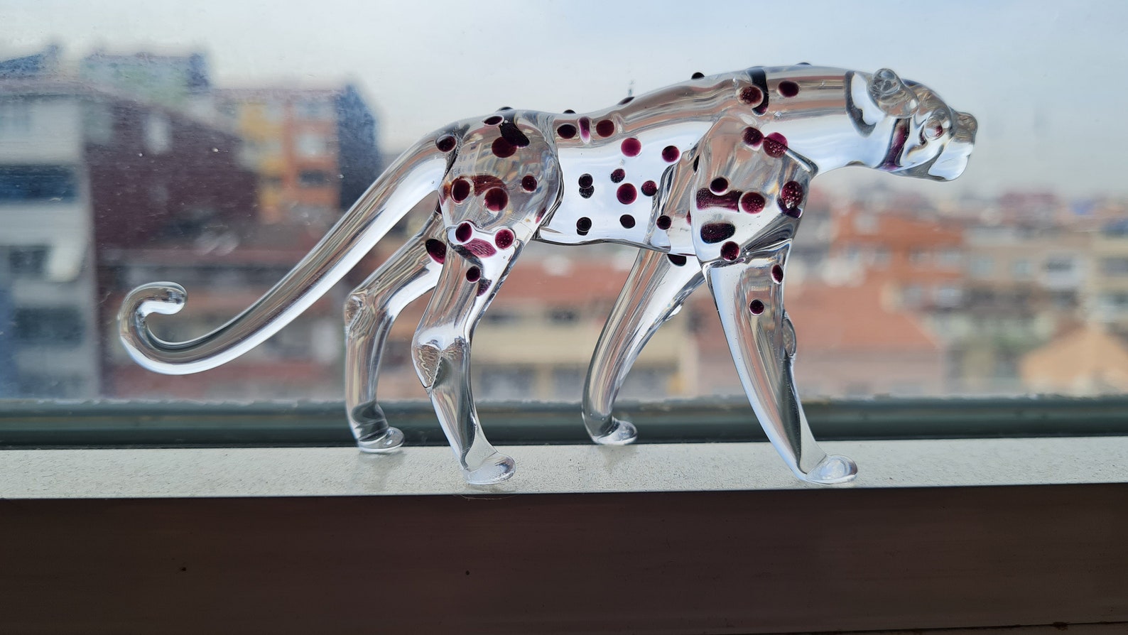 Glass Panther hand blown glass Panther figurine glass | Etsy