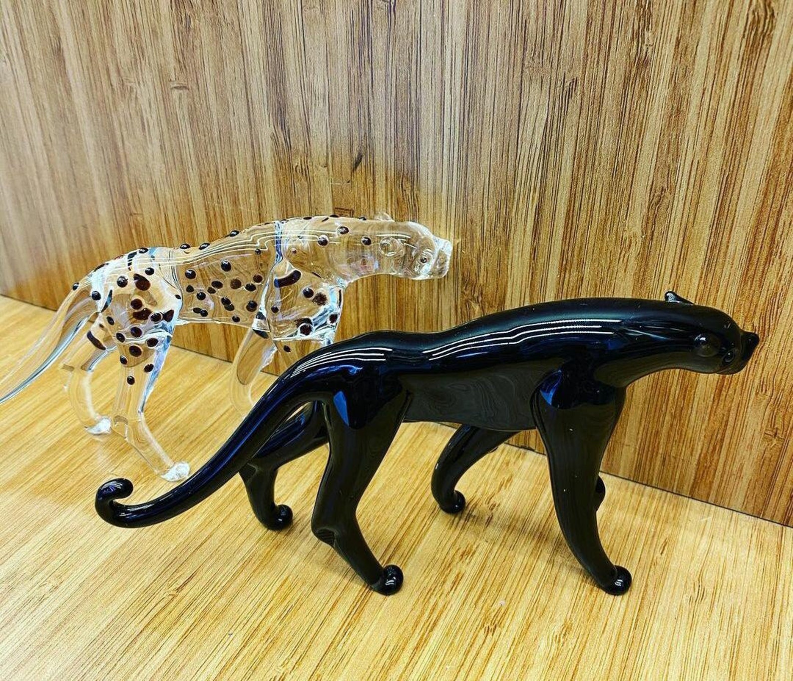 Glass Panther hand blown glass Panther figurine glass | Etsy