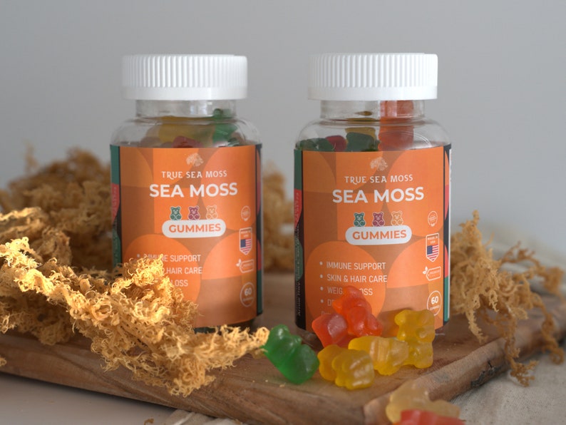 Sea Moss Gummies – From Vegan Irish Sea Moss Gel - Burdock Root - Bladderwrack - Vitamin C - Zinc - Coconut Oil - Immune Support, Keto Detox 