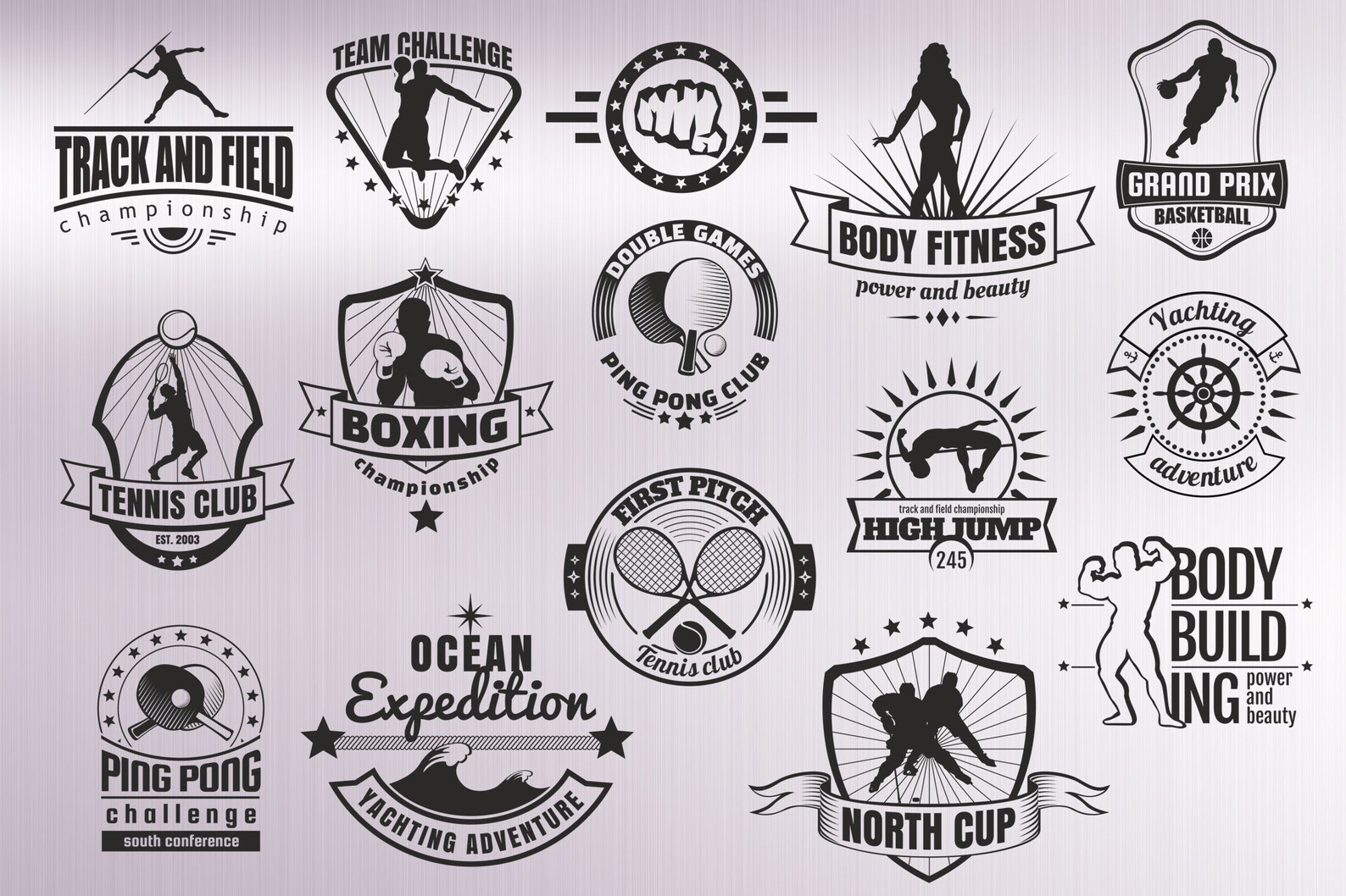 15 sport badges. Sport badges set. 15 sport emblems. SVG PDF Etsy