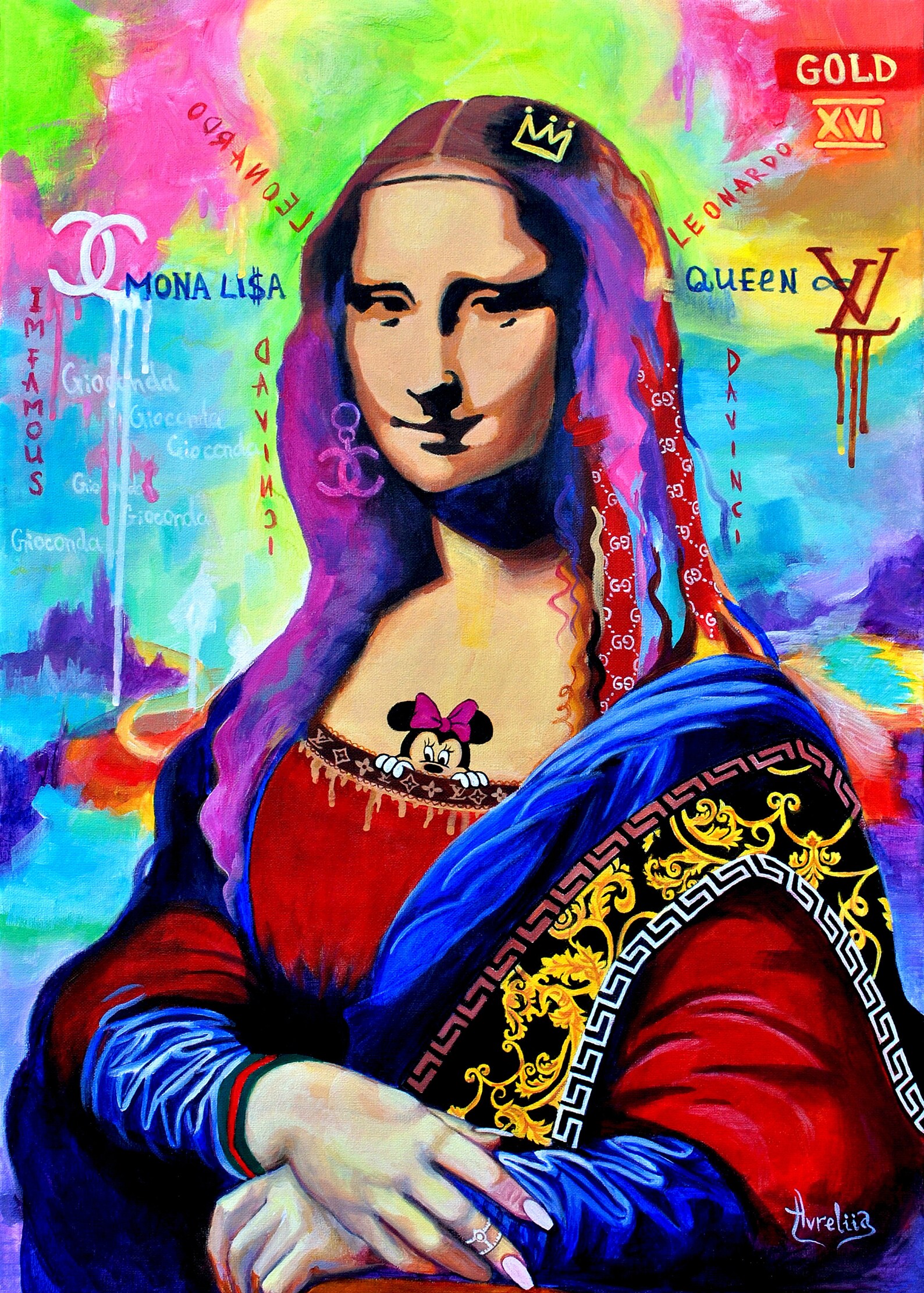 Mona Lisa Queen Modern Abstract Painting Pop Art Urban Art Etsy