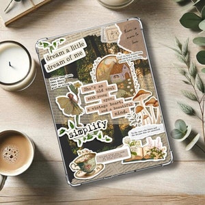 COTTAGECORE Kindle Insert for Clear Case - PRINTABLE- Paperwhite Basic Oasis: Fairycore | Mushrooms | Fairies | Old Soul | Vintage | Bookish