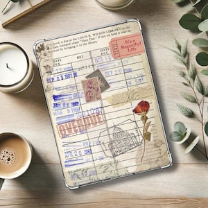 CARTE DE BIBLIOTHÈQUE pour Kindle pour étui transparent -IMPRESSION- Paperwhite Basic Oasis : vintage | Date d'échéance | Envie d'aventure | Cottagecore | Romantique